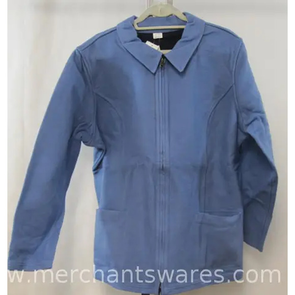 NWT-Denim & Co REVERSIBLE Double Face Flannel Zipfront Jacket XL Dark Chambray - Picture 1 of 6